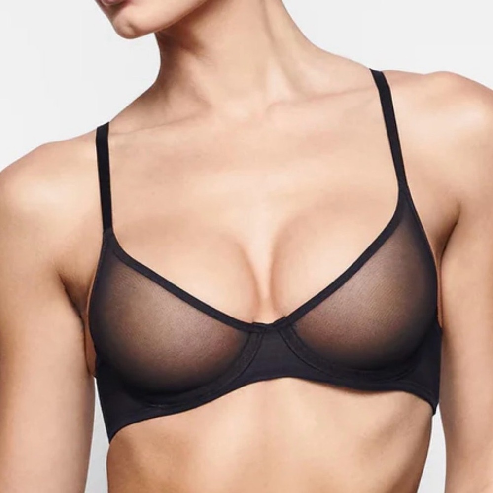 SKIMS Sheer Underwire Mesh Bra - Black